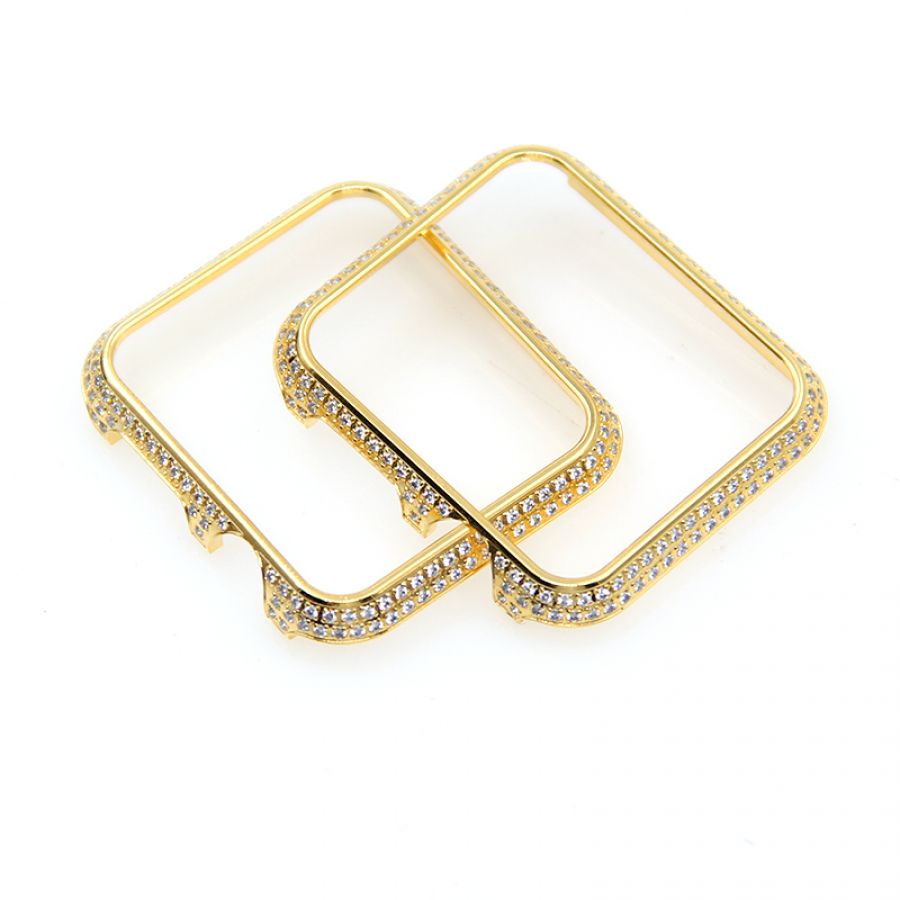 Luxury shiny silver/gold for apple watch diamond bezel case